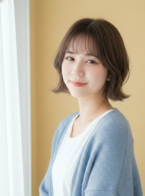 柔らか外ハネアッシュボブ