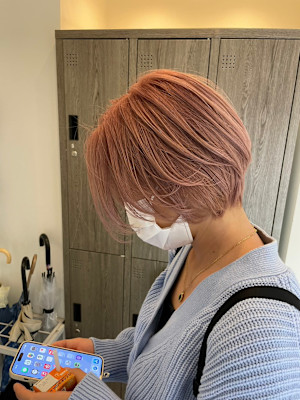 ワンレンボブ前下がりショート内巻きワンカール鎖骨ミディアム