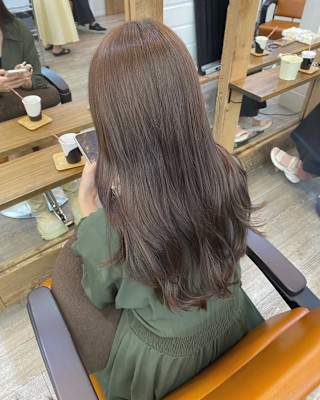 韓国風ゆるふわ巻き艶髪グレージュ髪質改善トリートメント