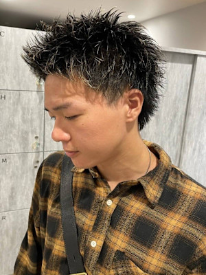 スパイキーショート　爽やか　アップバング　束感　メンズ