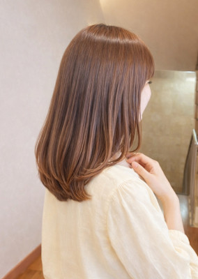 春の透明感カラー/ミディアムヘア/マロンブラウン