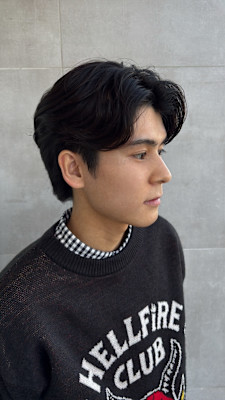 ニュアンスパーマ×センターパート