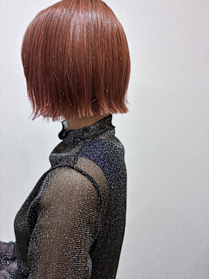 orange color × ぱつんとボブ