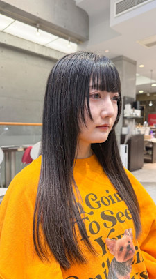 顔まわりハッシュカット×ロング