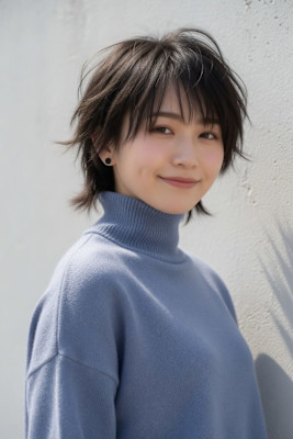 小顔補正×ウルフショートで横顔美人に！仙台本町