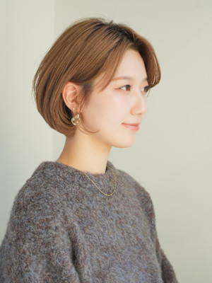ショート・ボブ/丸顔/前髪あり/絶壁解消/30代/40代