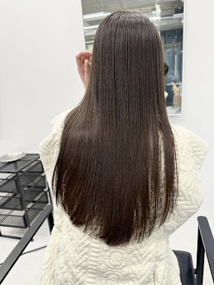 韓国顔まわりレイヤーカットグレージュオリーブベージュブラウン