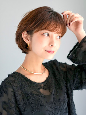 前下がりショート・ボブ/絶壁解消/前髪あり/40代/30代