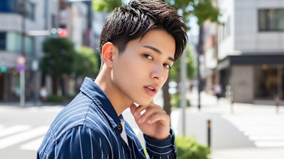 【メンズ】センターパートスタイル