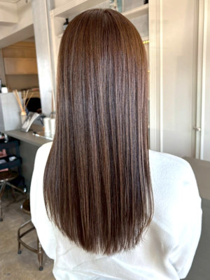 ブラウンカラー 髪質改善カラー ダメージレス ストレートヘア