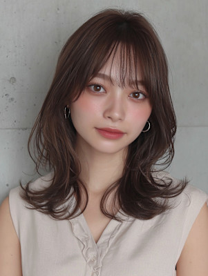 レイヤーロング/ハッシュカット/シルキーベージュ/鶴舞/髪質