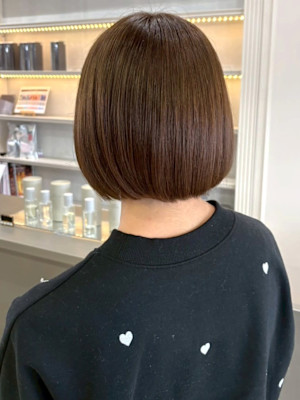 ミニボブ 似合わせカット 丸みボブ マロンブラウン 髪質改善