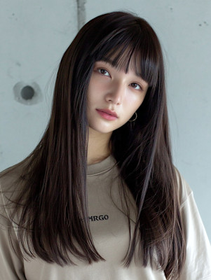 レイヤーロング/ハッシュカット/シルキーベージュ/鶴舞/髪質