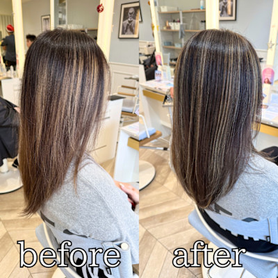 白髪ぼかし太めはっきりコントラストハイライト