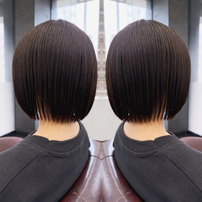 ボブ×レイヤー×ベージュブラウン