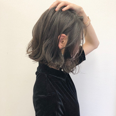 ボブ/グレージュ/透明感