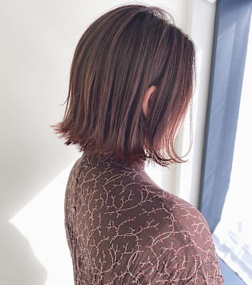 ボブ/ピンク/外はね