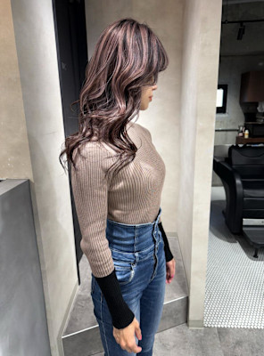 ★ピンキーバイオレット系ハイライトデザイン★