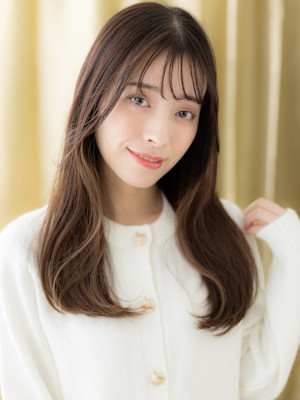 ダークアッシュブラウン韓国巻きフェミニンロング30代40代