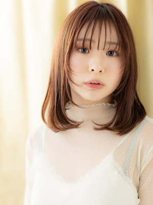 ブリーチなしシースルー前髪顔周りレイヤーボブディ20代30代