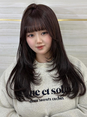 《鈴木茉奈》ワインレッド/韓国レイヤー/Wカラー