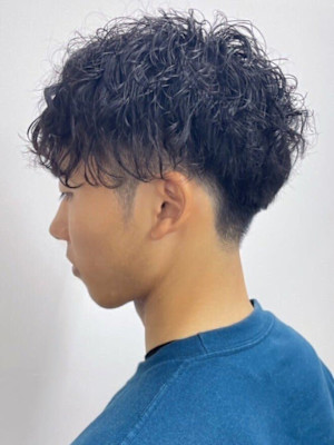 波巻きスパイラル ツイストパーマ ツーブロック