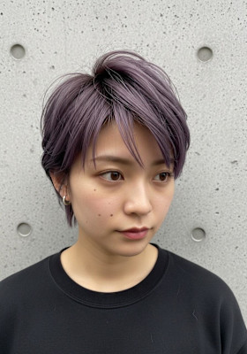 ハンサムショートウルフ/ダークラベンダー/カッコ可愛い系　