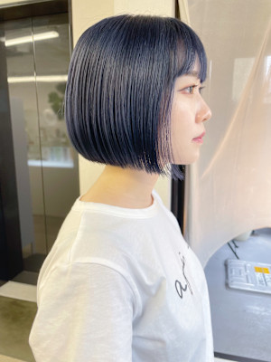 ボブ/暗髪/ブルーブラック/ネイビー/ショートボブ/青