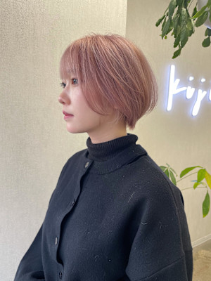 ショート/ショートボブ/ハイトーンショート/ホワイトピンク