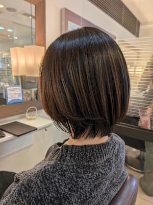 大人ショートボブ韓国ヘア丸みショートボブ