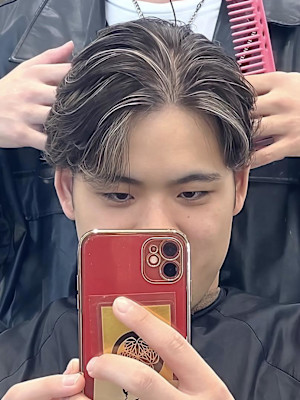 リバースセンターパートハイライト刈り上げセンターパート銀座