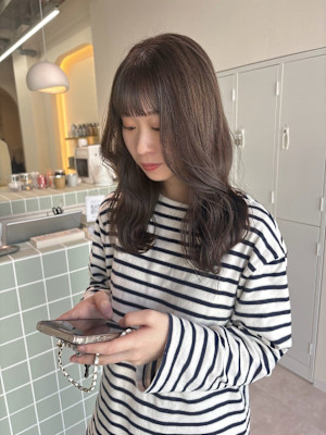 グレージュ/オリーブベージュ/髪質改善/ワイドバング/前髪