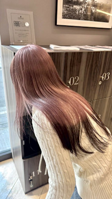 ラベンダーグレージュ×裾カラー