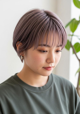 耳かけショート/クラゲウルフ/ダークラベンダーグレージュ