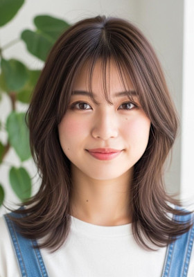 セミロング/顔周りカット/ミルクグレージュ/レイヤーカット