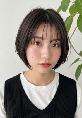顔周りショートカット/可愛い/耳かけカット/ストレート