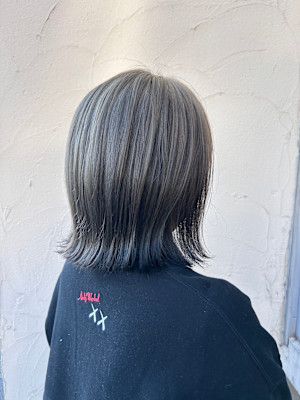 白髪ぼかし/アンブレラカラー/切りっぱなし/40代/50代