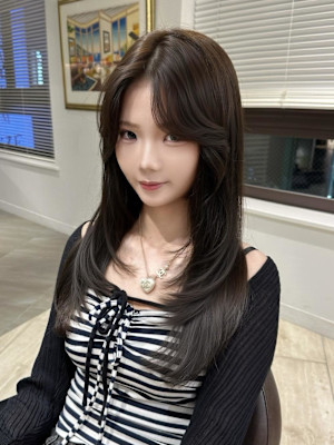 【AYAKI】顔まわりカット レイヤー チョコレートブラウン