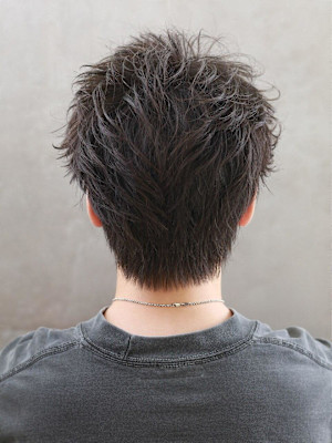 メンズシースルーマッシュフェザーパーマ