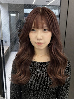 ピンクブラウン/ロング/巻き髪/天神大名