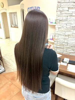 縮毛矯正/艶カラー/ツヤ感ストレート/ロングヘア