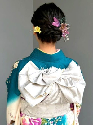 編み込みヘアアレンジ お呼ばれヘア 和装ヘア 着物ヘア