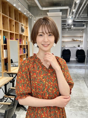 ◇大人40代50代60代ショートボブ丸みショート白髪ぼかし