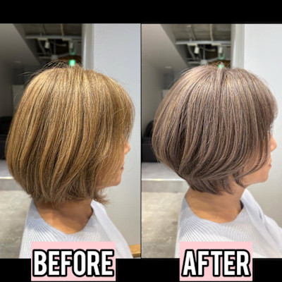 アッシュ系白髪ぼかし