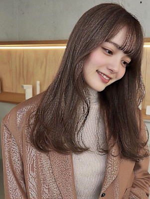 レイヤーロング/ハッシュカット/シルキーベージュ/鶴舞/髪質