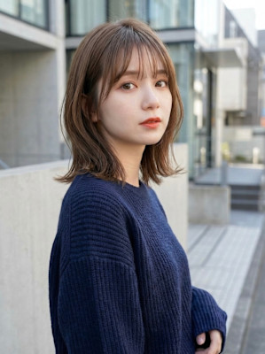 #外ハネロブ #シースルーバング #モカベージュ #透明感カ