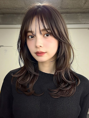 レイヤーロング/ハッシュカット/シルキーベージュ/鶴舞/髪質