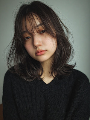 レイヤーロング/ハッシュカット/シルキーベージュ/鶴舞/髪質