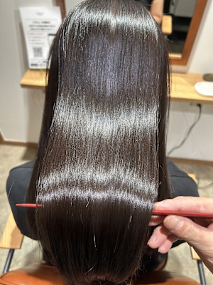 レイヤーロング/ハッシュカット/シルキーベージュ/鶴舞/髪質