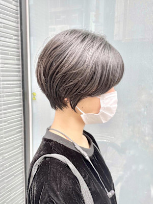 ショートボブ×丸みショート×透明感カラー×横浜×石川町